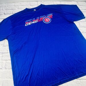 Mens 4XL Blue Chicago Cubs Baseball T Shirt Genuine Merchandise Short Sleeve